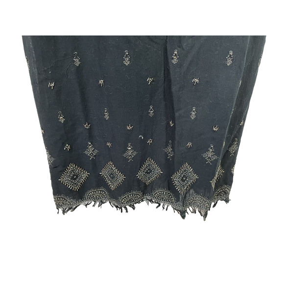 Zara Embroidered Beaded V-Neck Black Pullover Midi Dress Fringe Limited Edition - Picture 5 of 11